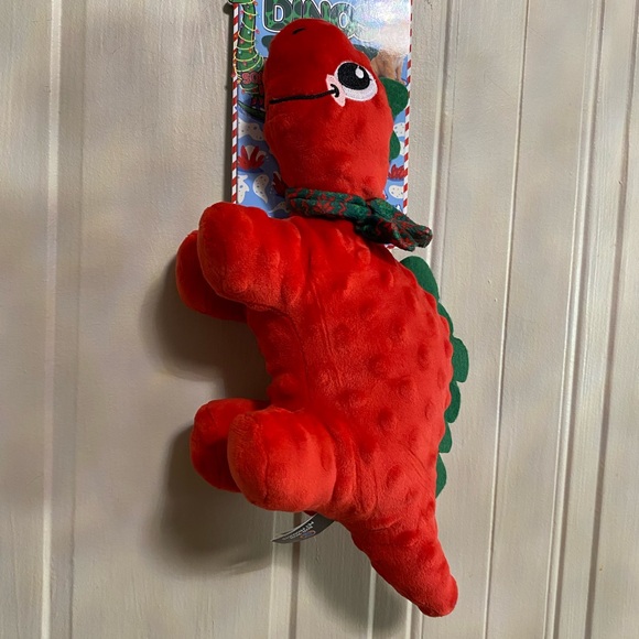 Bow Wow Pet Holiday Dino 🦖 With  Squeaky Dog Toy 14" long  NWT - Picture 5 of 5